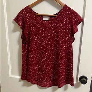 Papermoon Burgundy and White Dotted Blouse
